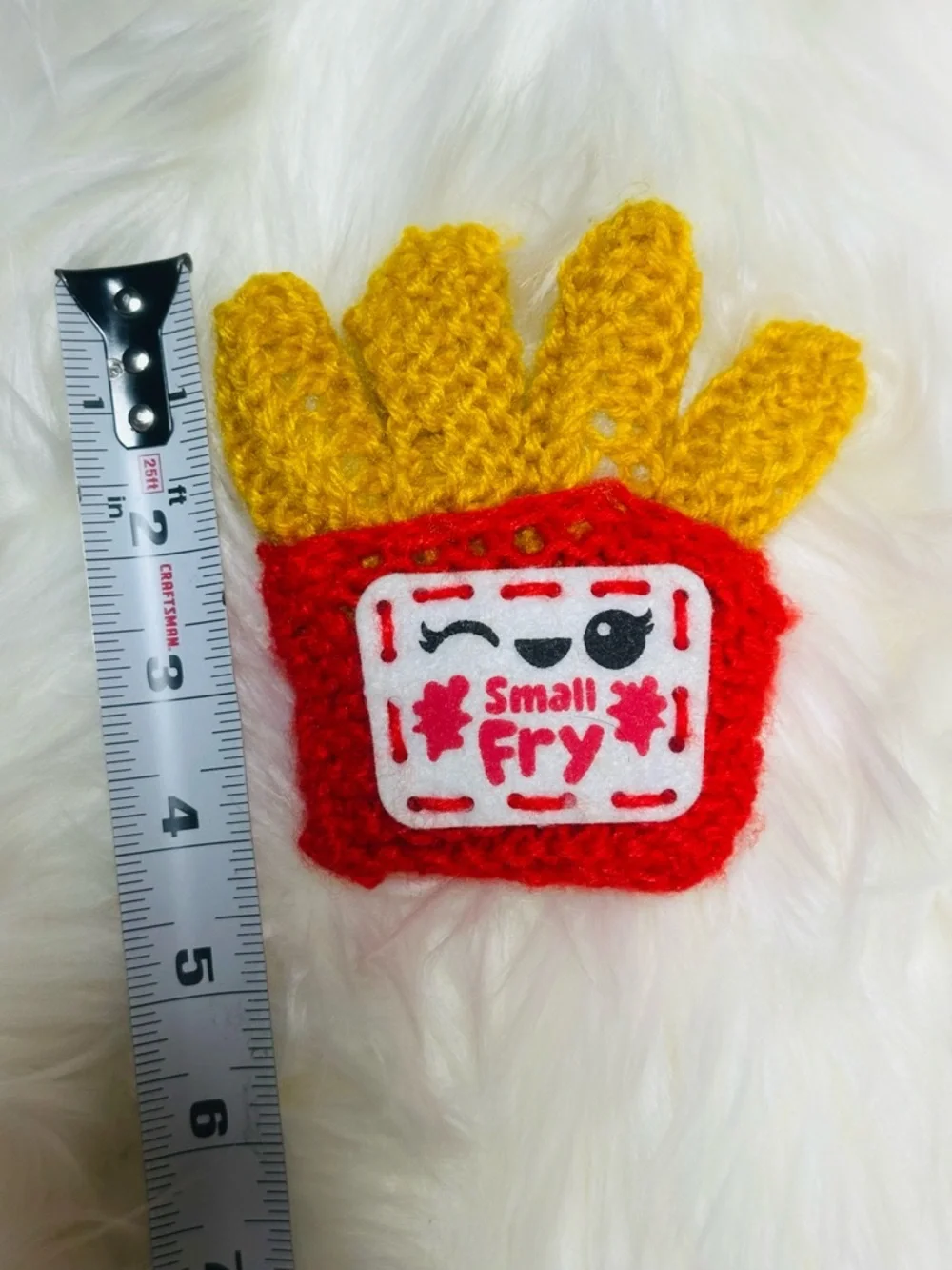 Craft Crochet French Fry Hair Clip in Red and Yellow